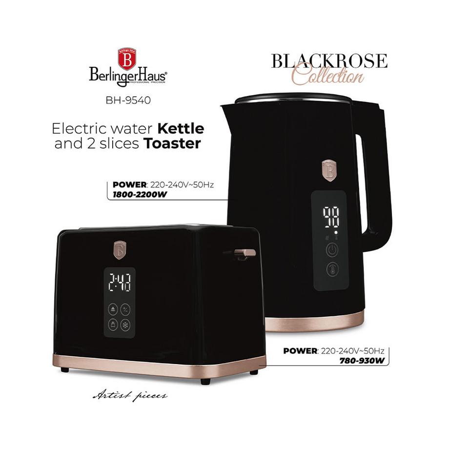 Berlinger Wasserkocher & Toaster mit Digitalanzeige Black Rose Collection  