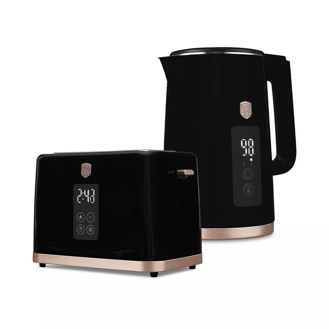 Berlinger – Wasserkocher & Toaster mit Digitalanzeige Black Rose Collection, 1.7L