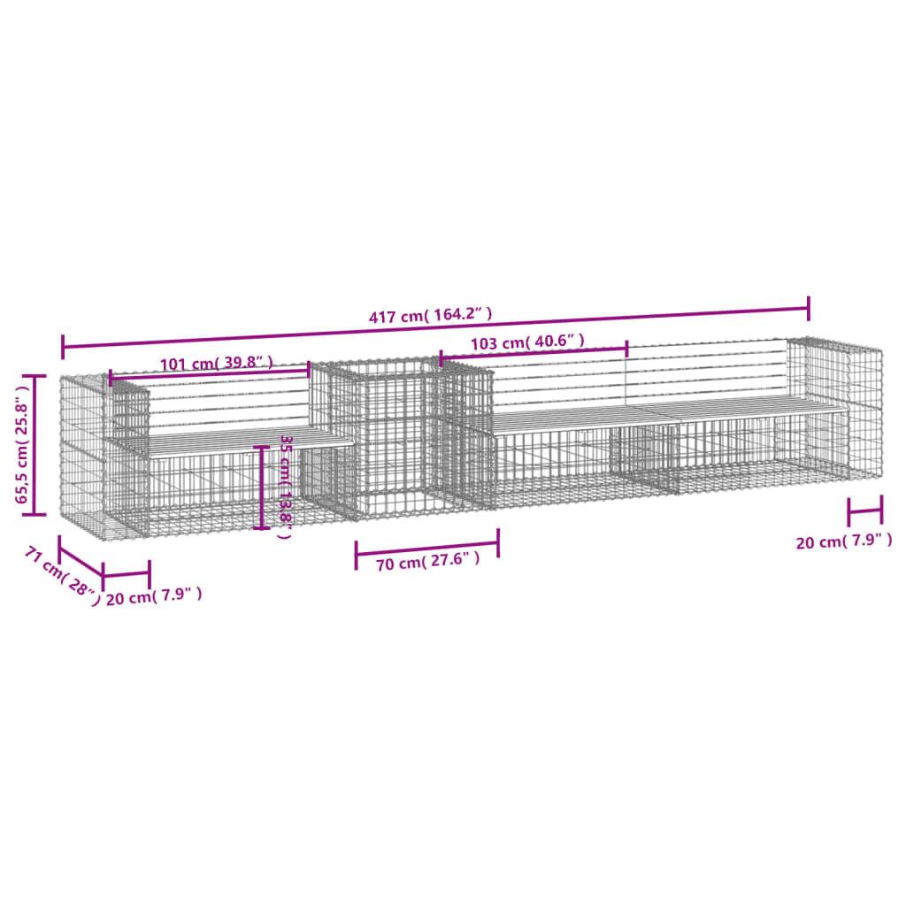 VidaXL Banc de jardin avec panier en gabion bois de douglas  