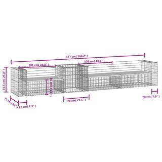 VidaXL Banc de jardin avec panier en gabion bois de douglas  