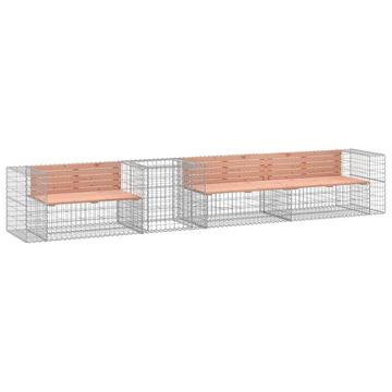 Banc de jardin avec panier en gabion bois de douglas