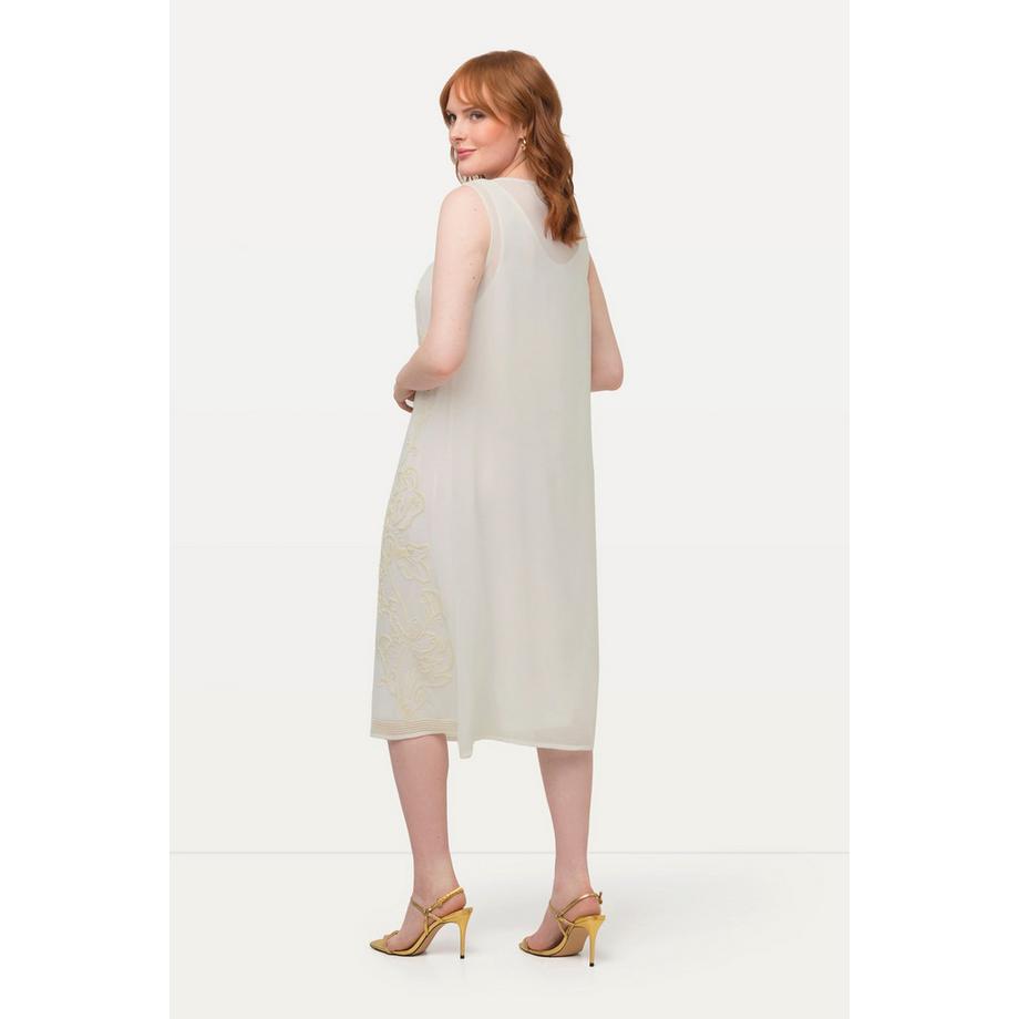 Ulla Popken Doppellagiges Perlen A-Linien Ärmelloses Kleid  