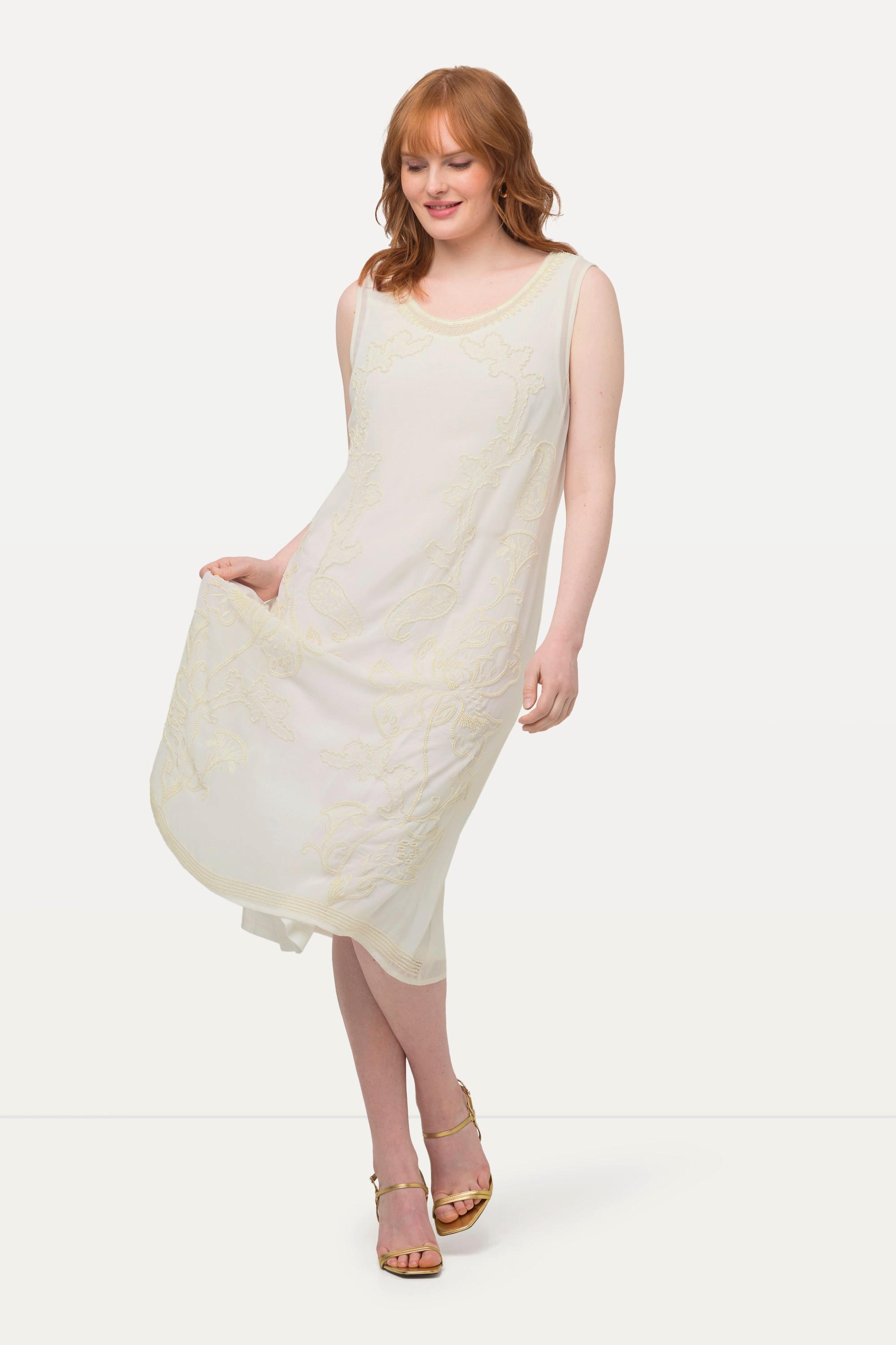 Ulla Popken Abito Doppio Strato Perline Linea A Senza Maniche  