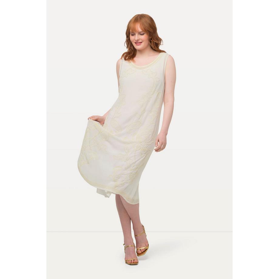 Ulla Popken Doppellagiges Perlen A-Linien Ärmelloses Kleid  