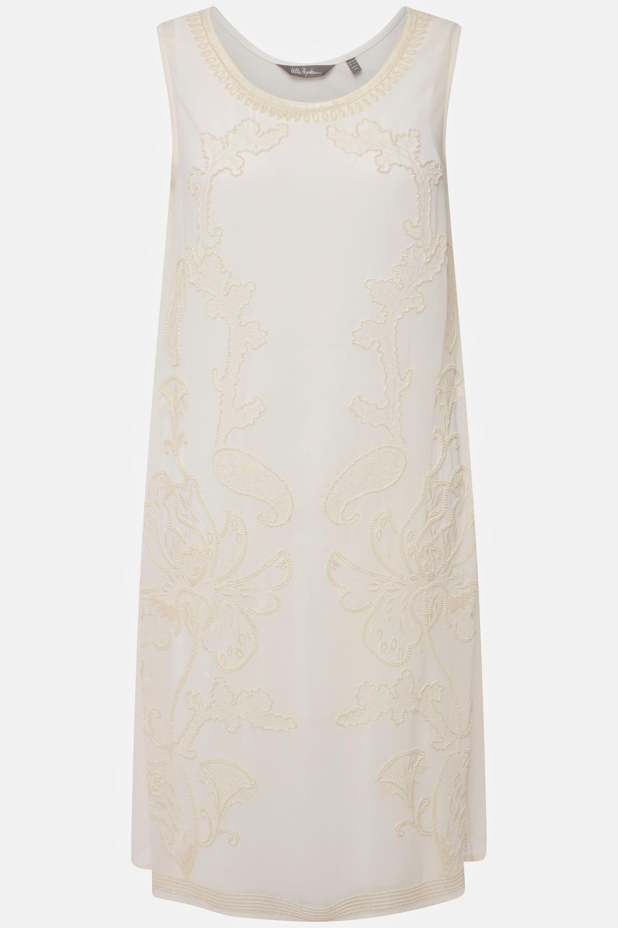 Ulla Popken Abito Doppio Strato Perline Linea A Senza Maniche  