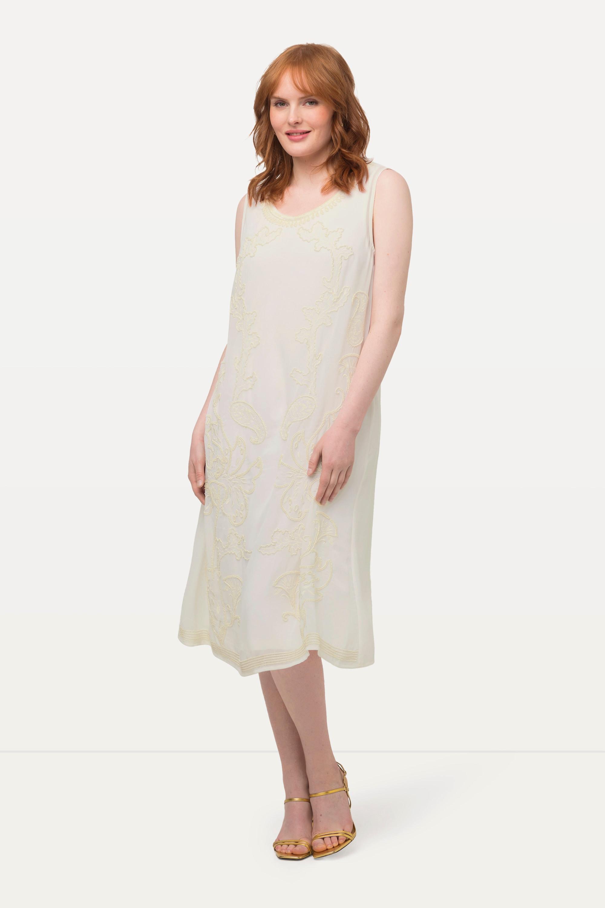 Ulla Popken Abito Doppio Strato Perline Linea A Senza Maniche  