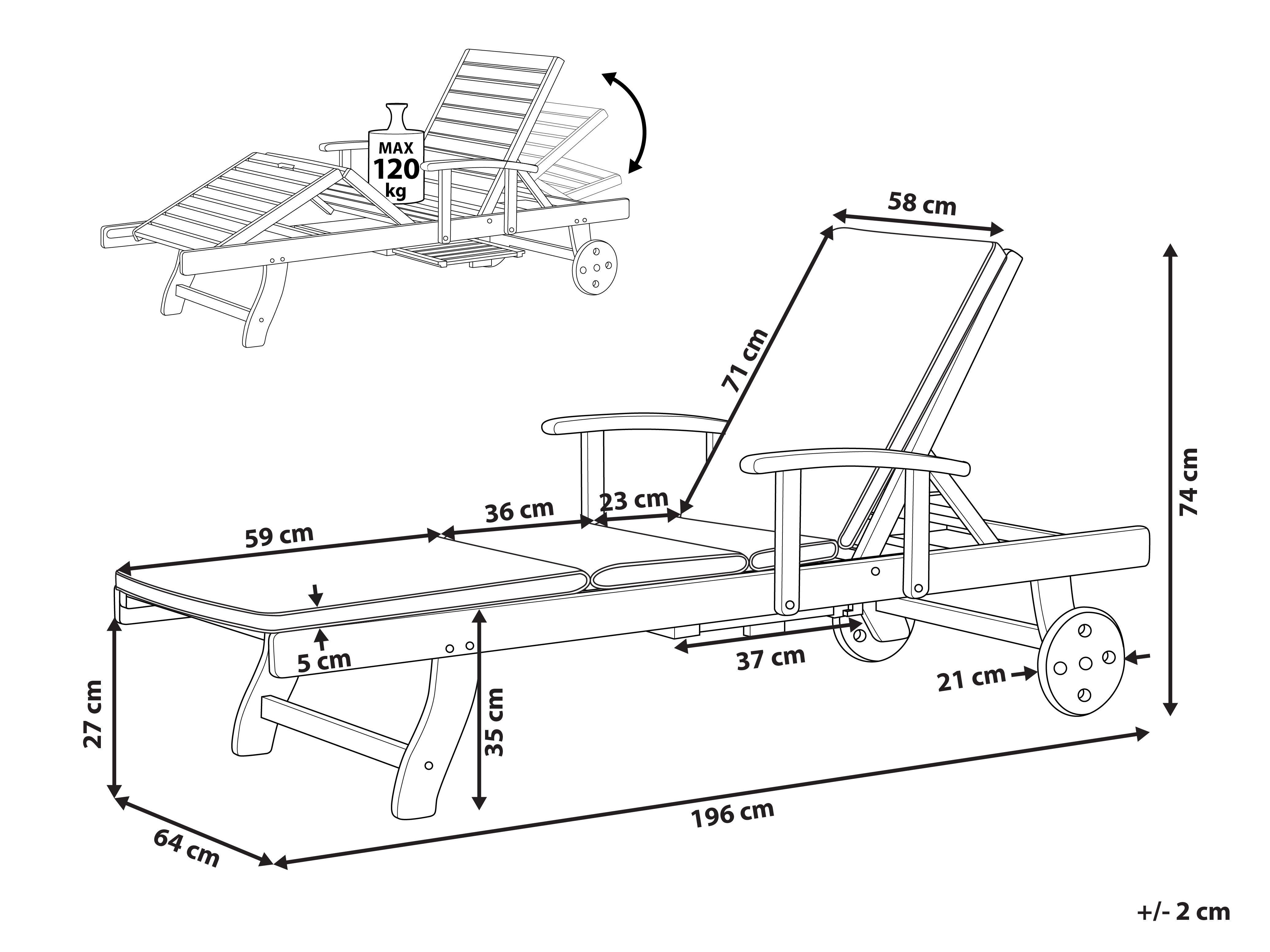 Beliani Transat avec coussin en Acacia Rustique JAVA PREMIUM  