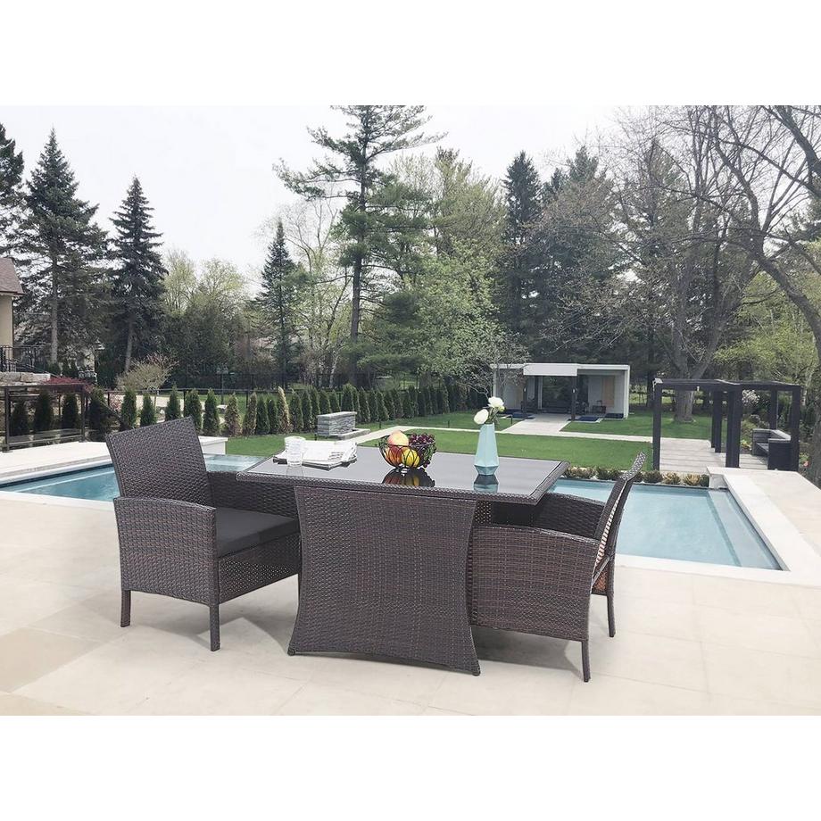 mutoni Salon de jardin Dreflic marron noir (5 pièces)  