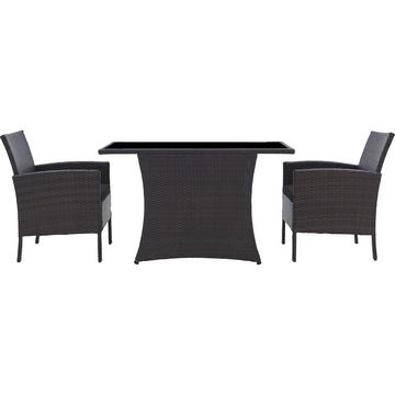 Dinette da giardino Dreflic marrone nero (5 pezzi)