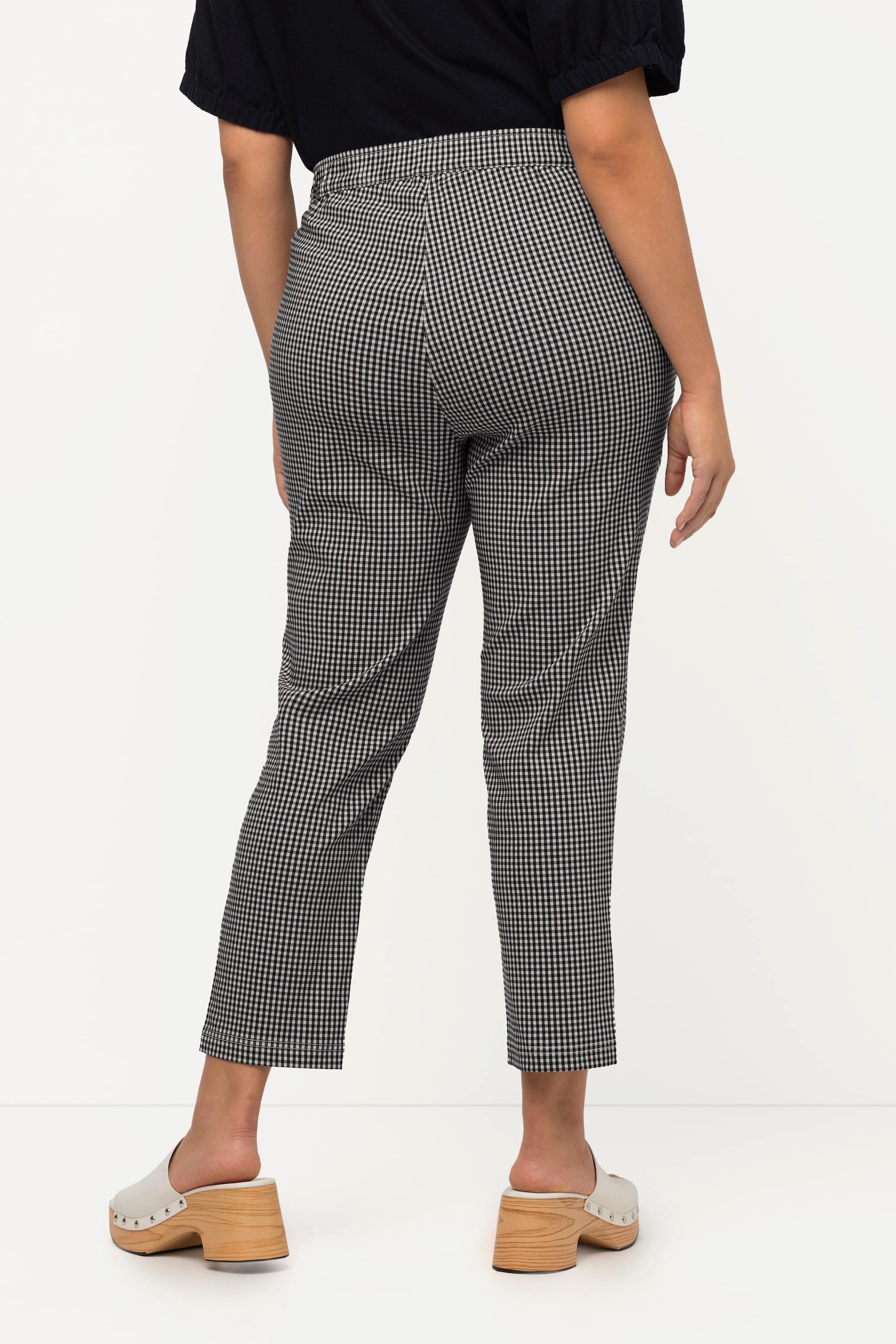 Ulla Popken  Pantaloni a 7/8 modello Sienna molto elasticizzati di bengalina con quadretto vichy 