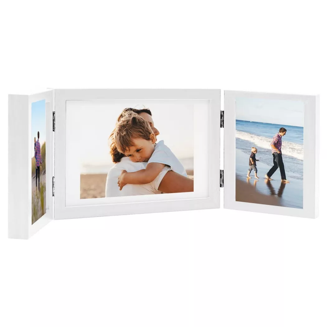 Cadre photo dépliable Blanc 28x18 cm+2x(13x18 cm)