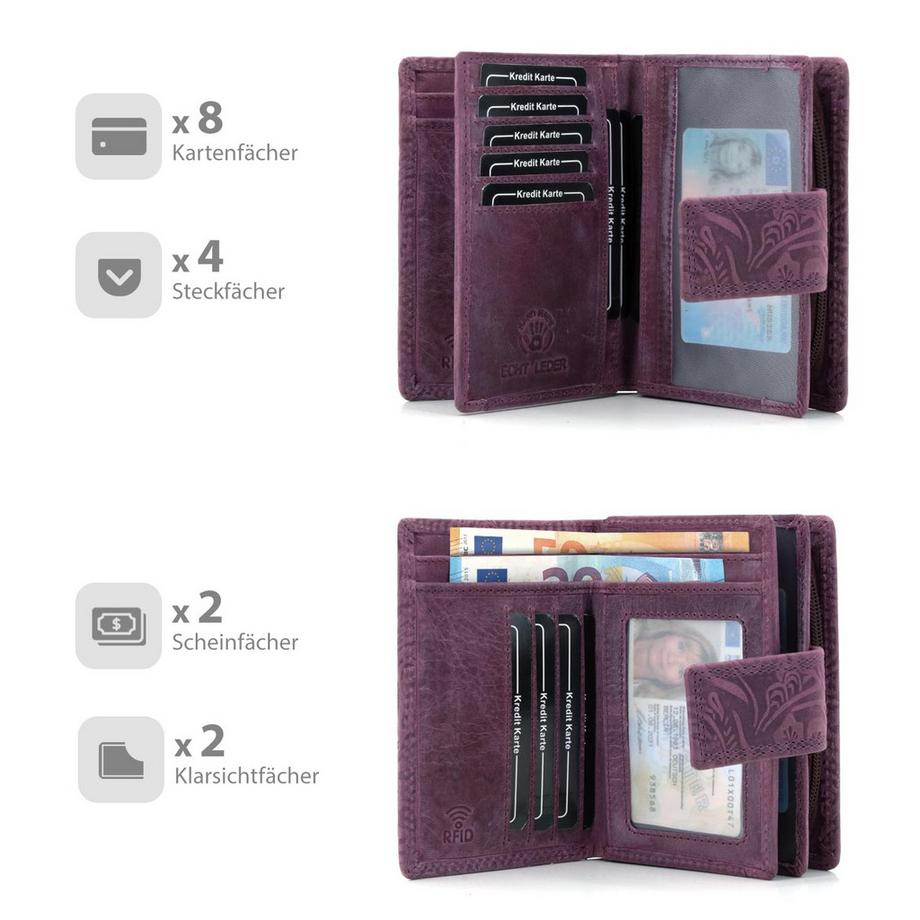 Only-bags.store  Portefeuille en cuir avec protection RFID 