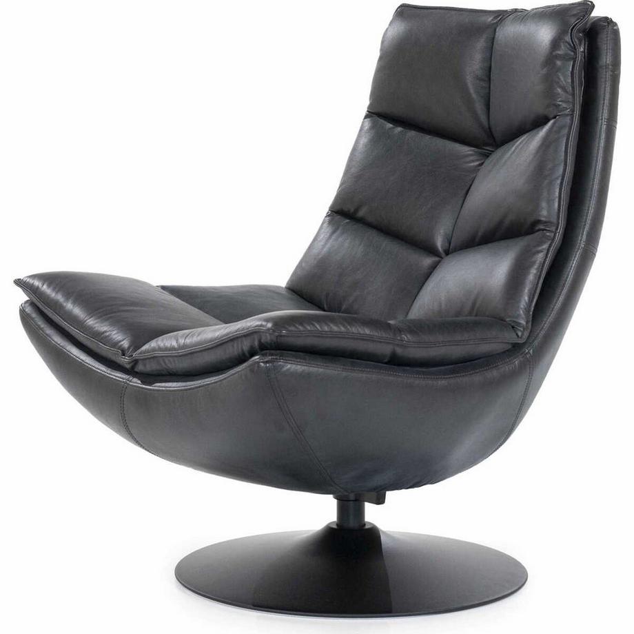 mutoni Fauteuil Sven cuir boho noir  