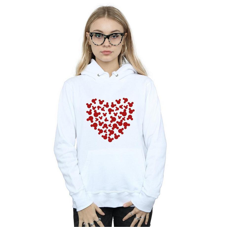 Disney Mickey Mouse Stampa Cuore Felpa con Cappuccio  