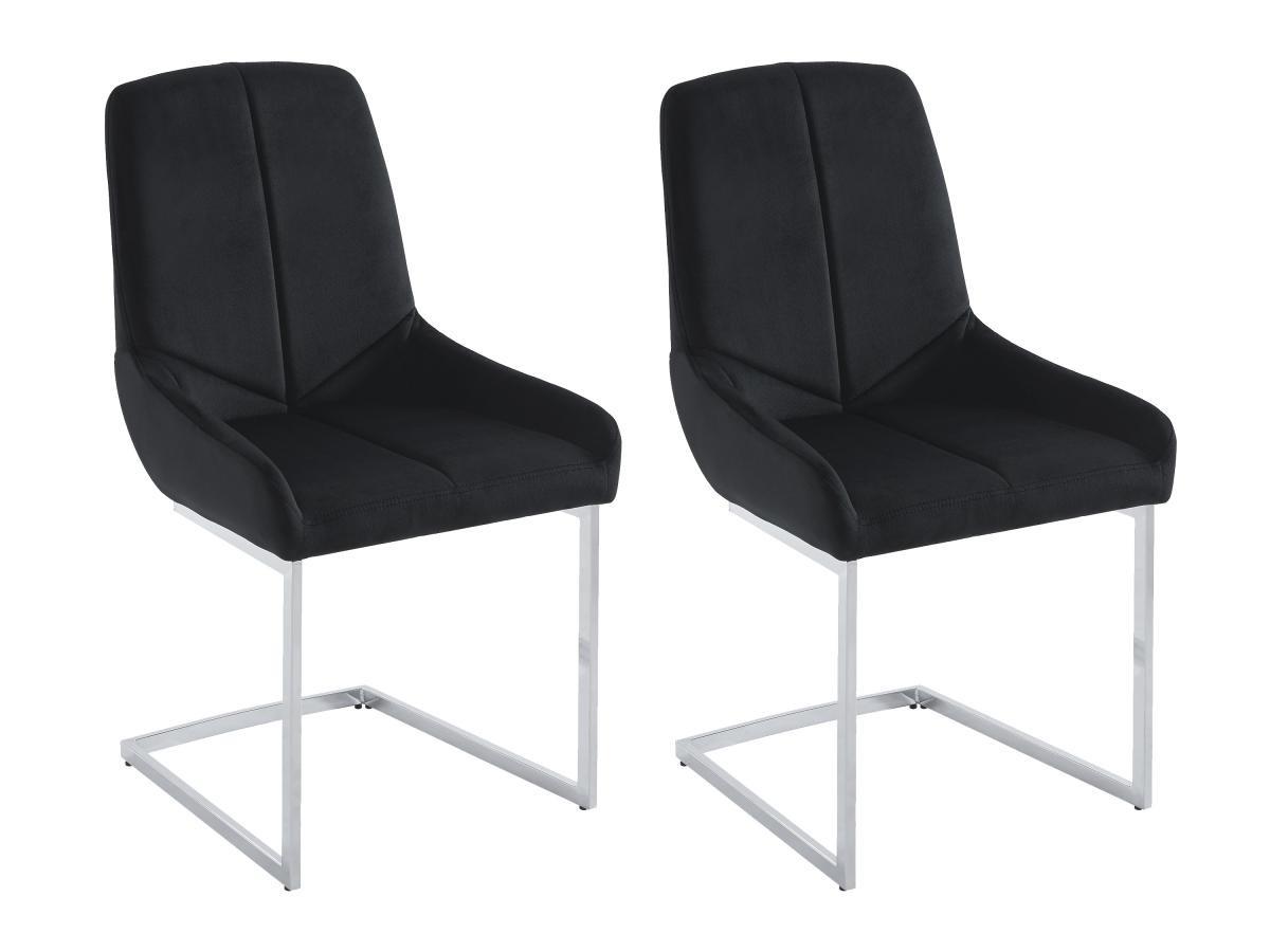 Vente-unique Lot de 2 chaises en velours et métal - Noir - BERLONA  
