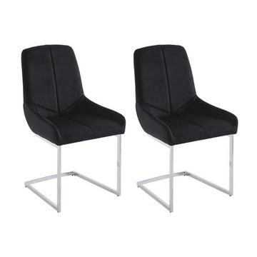 Lot de 2 chaises en velours et métal - Noir - BERLONA