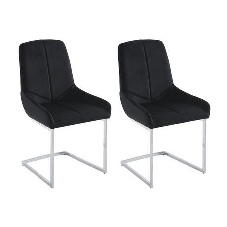 Vente-unique Lot de 2 chaises en velours et métal - Noir - BERLONA  
