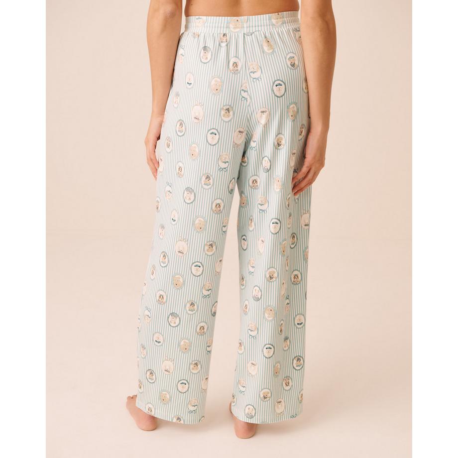 La Vie En Rose Ultraweiche Pyjamahose mit Pariser Hunde Print  