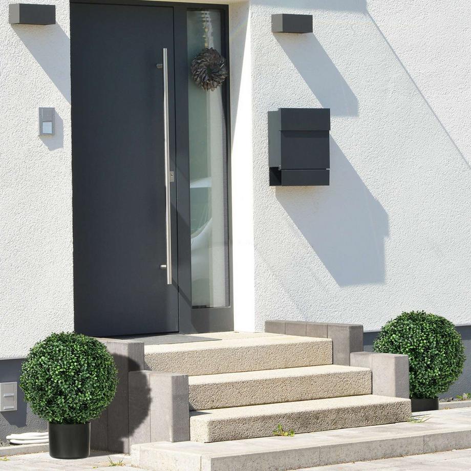 Northio Künstliche Pflanzen, 2er-Set UV-beständige Kunstpflanze im Blumentopf, 52 cm Buchsbäume, Zimmerpflanze für Garten, Wohnzimmer, Grün  