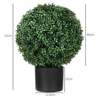 Northio Plantes artificielles, lot de 2 plantes artificielles résistantes aux UV dans un pot de fleurs, buis de 52 cm, plante d'intérieur pour jardin, salon, vert  