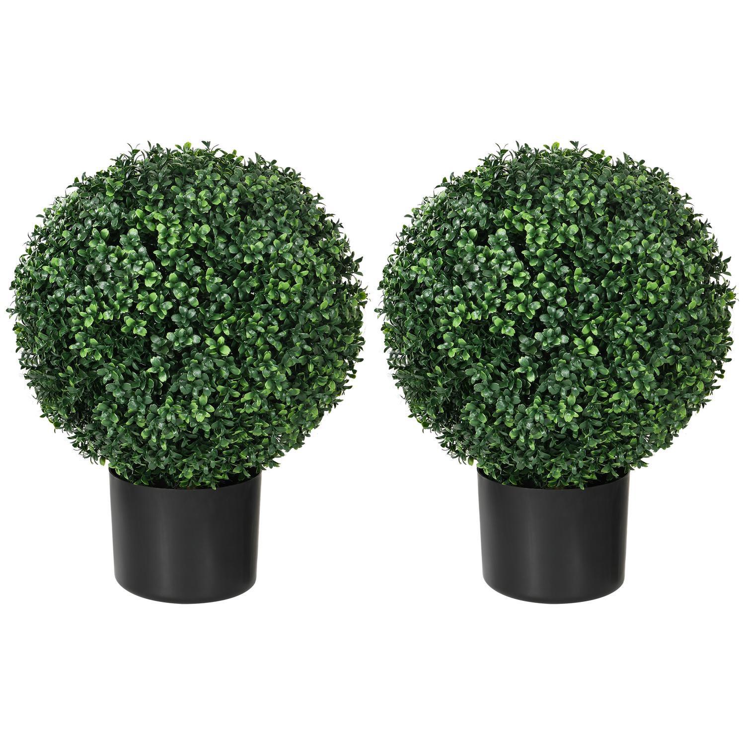 Northio Plantes artificielles, lot de 2 plantes artificielles résistantes aux UV dans un pot de fleurs, buis de 52 cm, plante d'intérieur pour jardin, salon, vert  