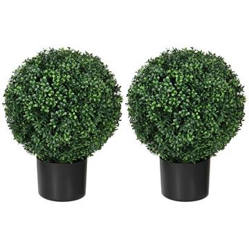 Plantes artificielles, lot de 2 plantes artificielles résistantes aux UV dans un pot de fleurs, buis de 52 cm, plante d'intérieur pour jardin, salon, vert