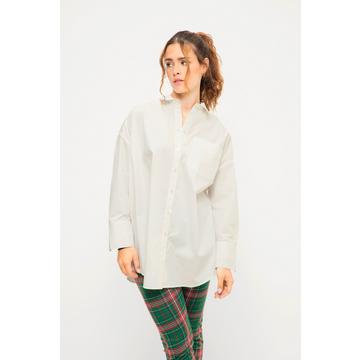 Camicia dal taglio oversize con collo da camicia, maniche lunghe e stampa sul retro