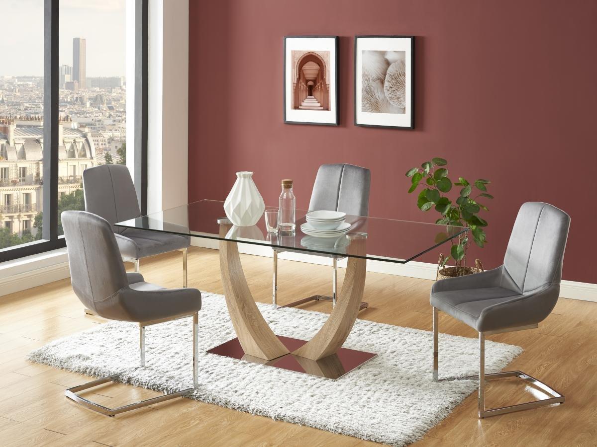 Vente-unique Sedia in Velluto e Metallo Grigio - Lotto di 6 - BERLONA  