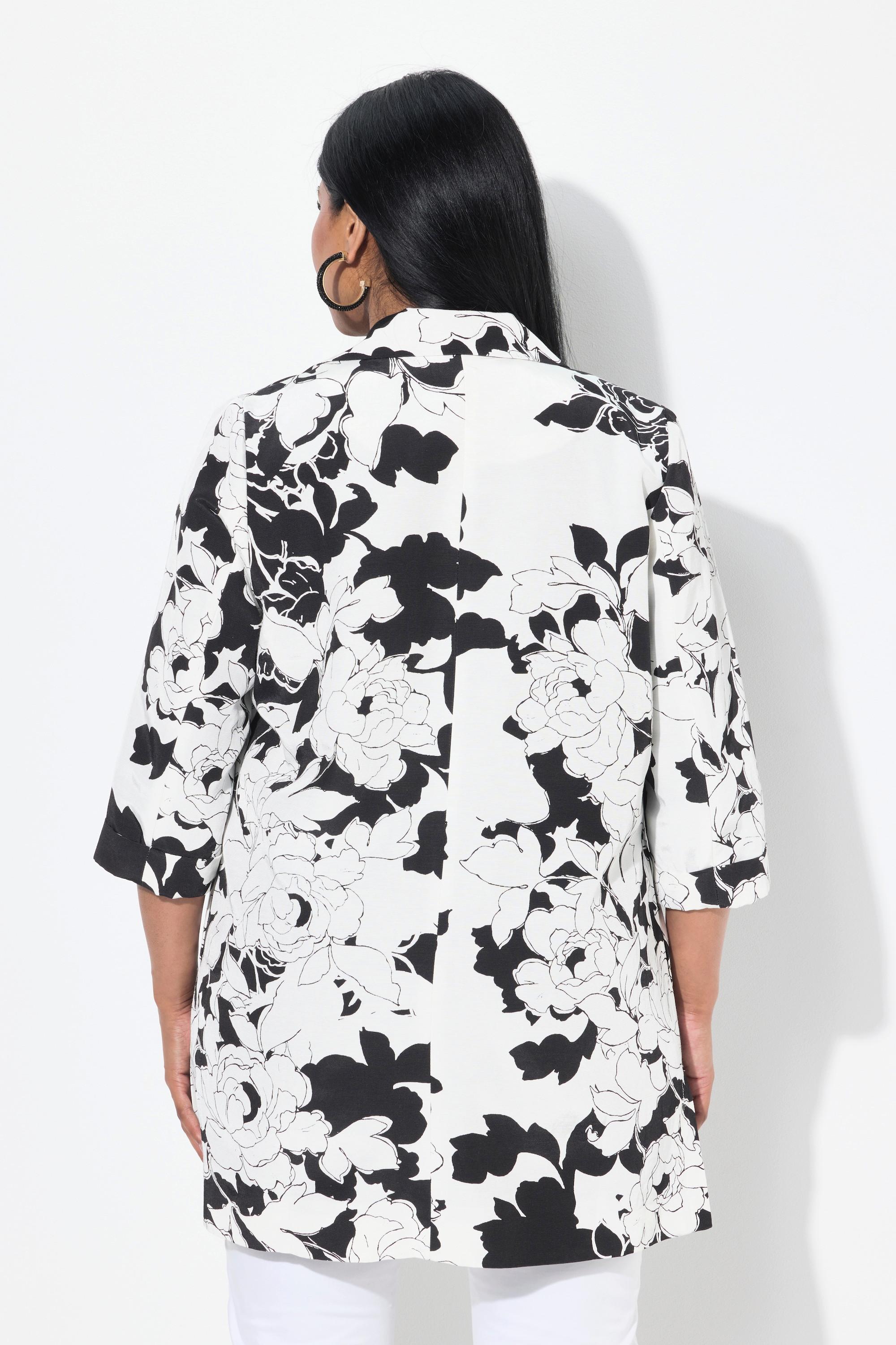 Ulla Popken Rippstruktur Reverskragen Jacke abnehmbare Blüte  