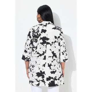 Ulla Popken Rippstruktur Reverskragen Jacke abnehmbare Blüte  