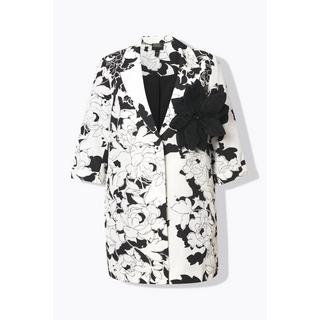 Ulla Popken Rippstruktur Reverskragen Jacke abnehmbare Blüte  