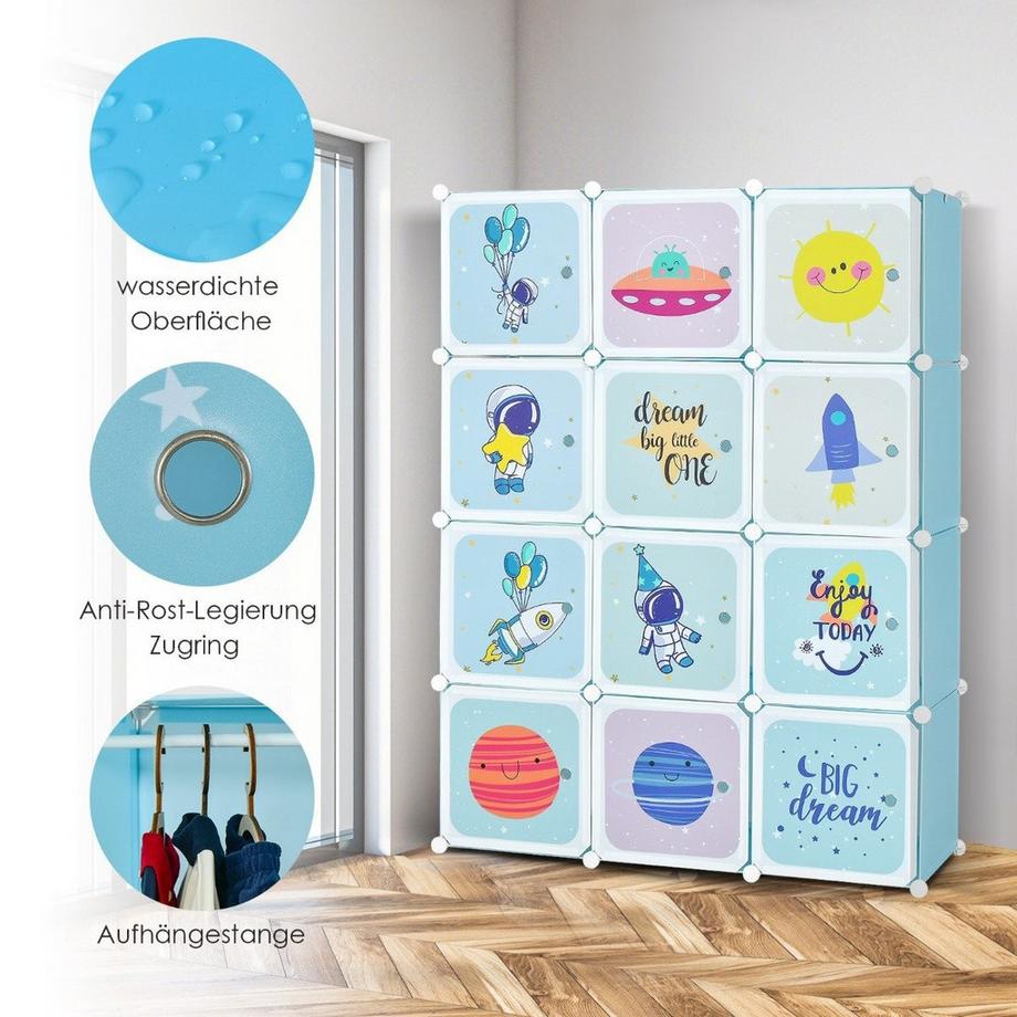 Northix Armadio per bambini con 12 cubi  