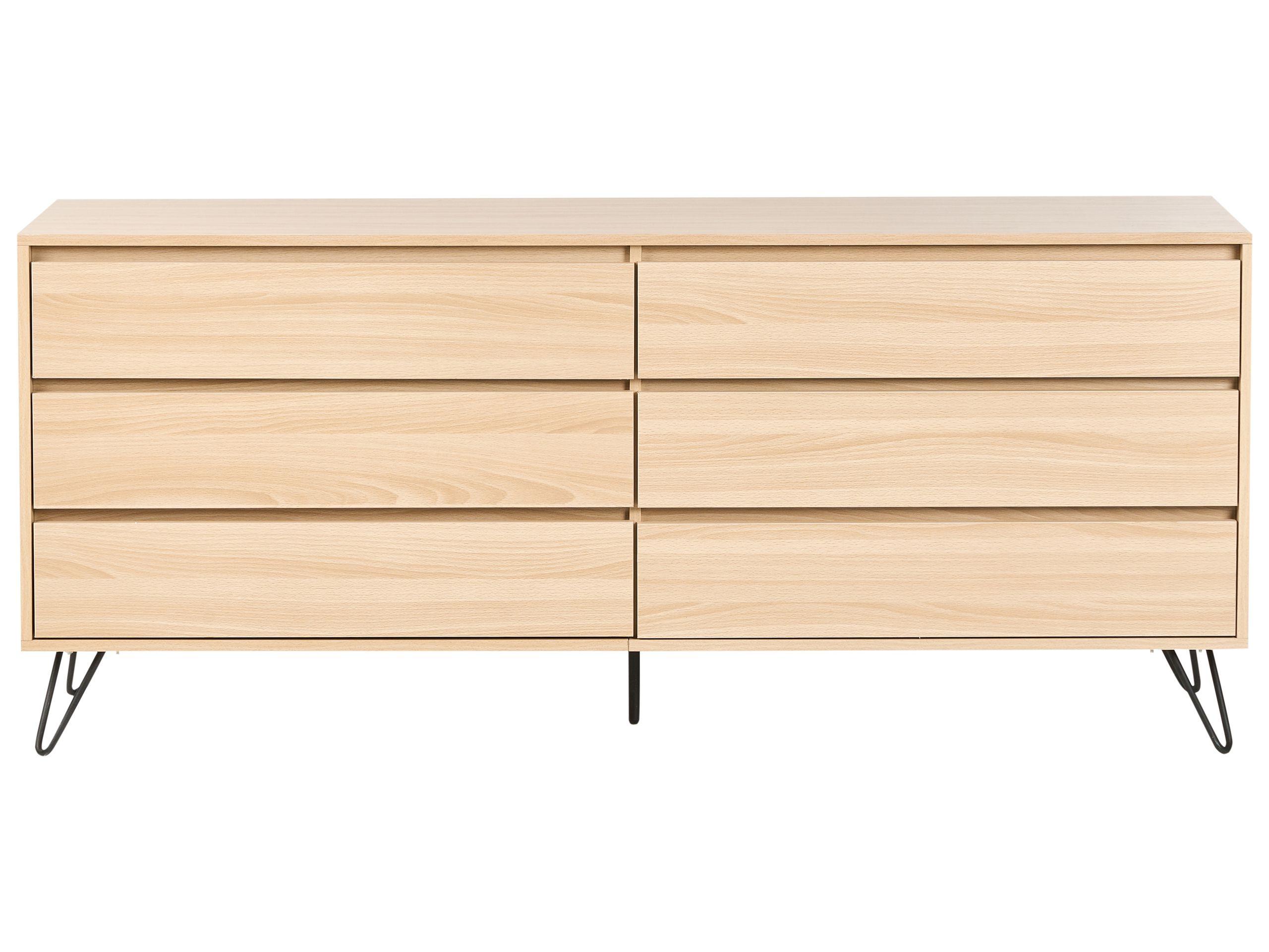 Beliani Commode à 6 tiroirs en Panneau de particules de bois Minimaliste CARDIGAN  