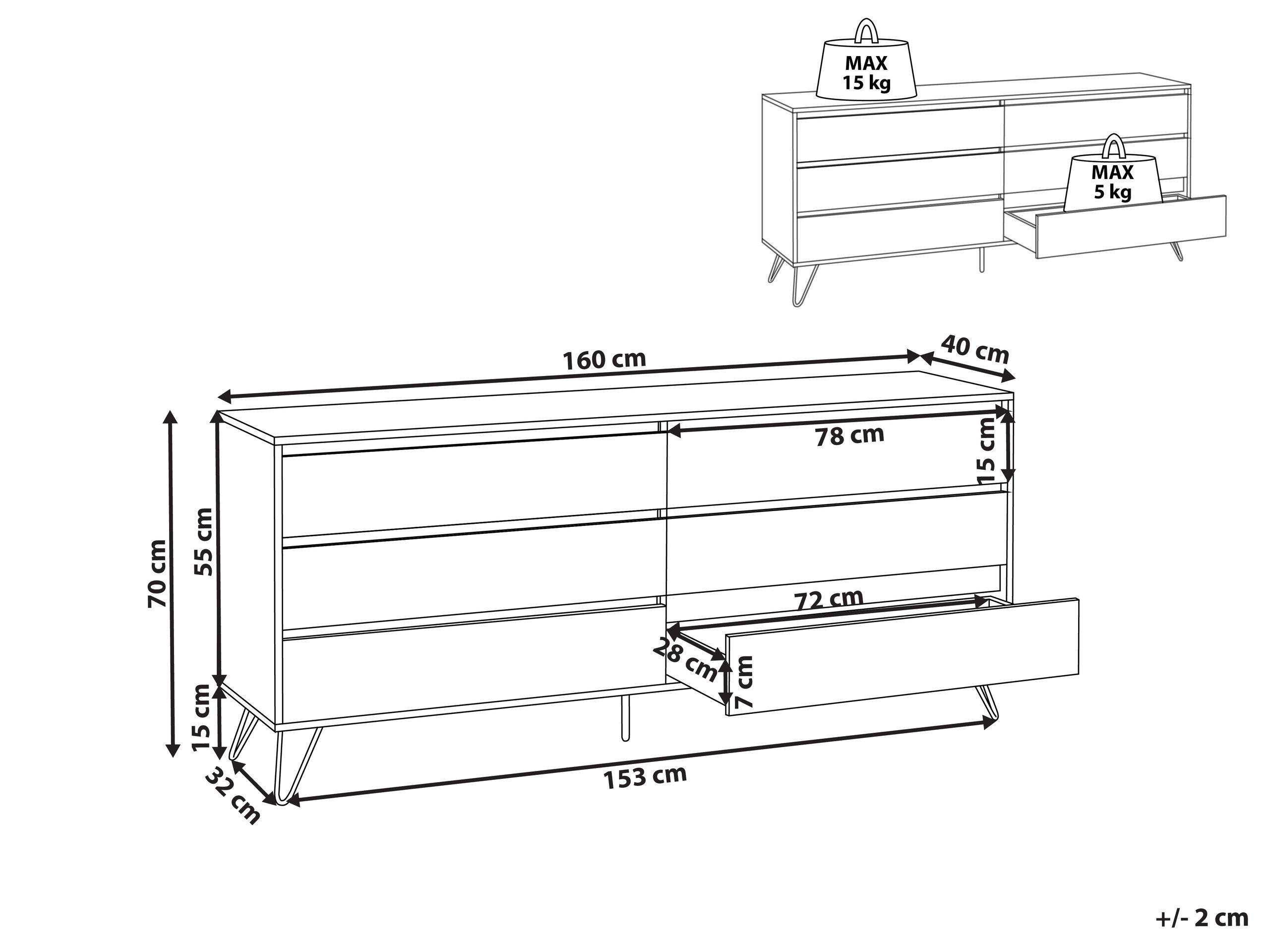 Beliani Commode à 6 tiroirs en Panneau de particules de bois Minimaliste CARDIGAN  