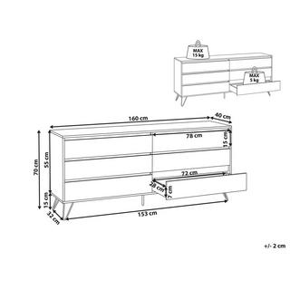 Beliani Commode à 6 tiroirs en Panneau de particules de bois Minimaliste CARDIGAN  