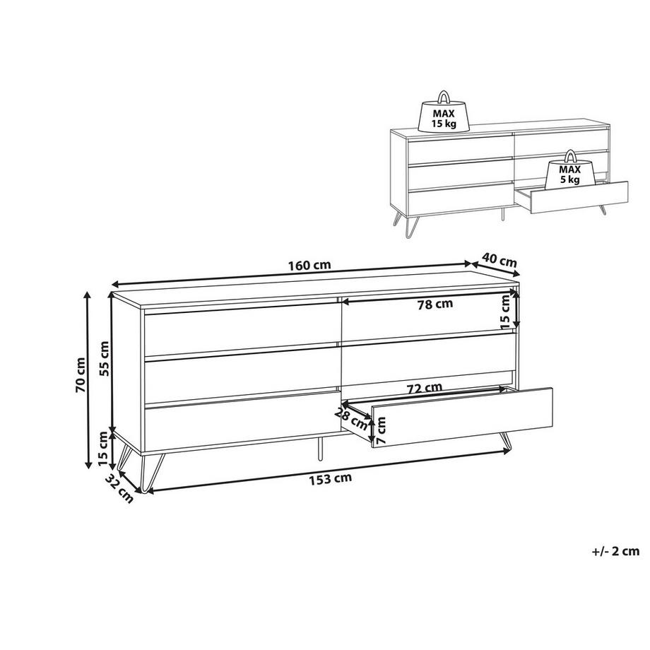 Beliani Cassettiera a 6 cassetti en Pannello di fibre (LDF) Minimalista CARDIGAN  