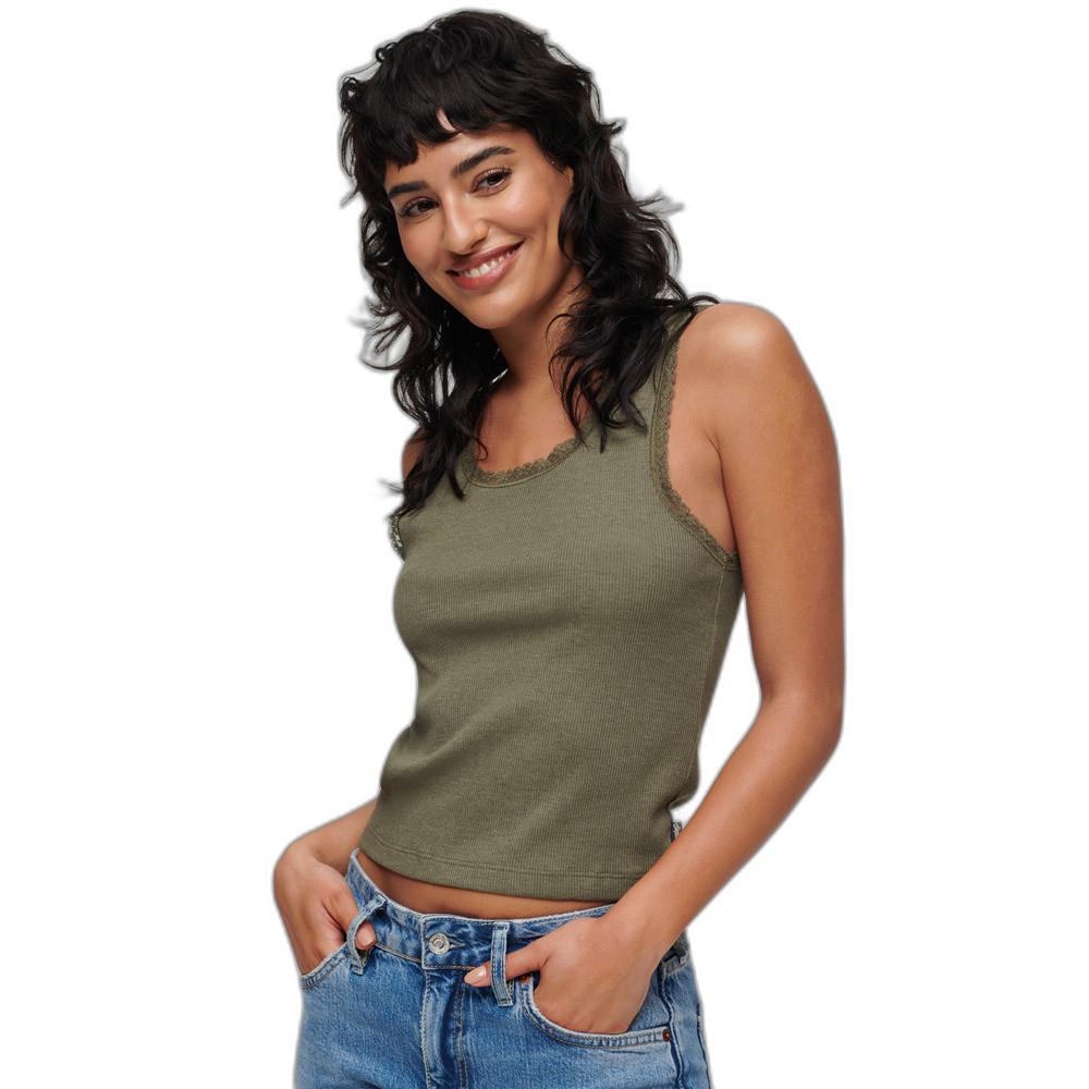 Superdry Bio-Baumwolle Tanktop mit Spitzeneinfassung Vintage  