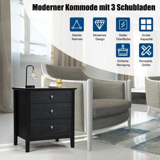 Northio Comodino con 3 cassetti, tavolino, comodino, comodino, nero  