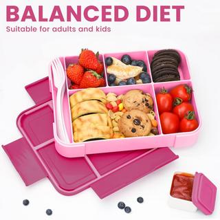 Alopini Boîte à lunch pour enfants avec compartiments, boîte à lunch pour enfants, boîte à bento étanche avec 6 compartiments, set de couverts, boîte à goûter, boîte à déjeuner  