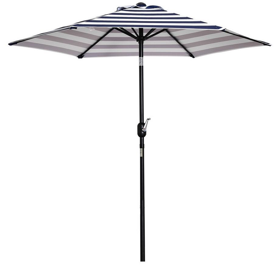 Ombrellone Da Giardino, Ombrellone Con Struttura In Acciaio, Strisce Blu, Ø230X216Cm, Per Uso Esterno