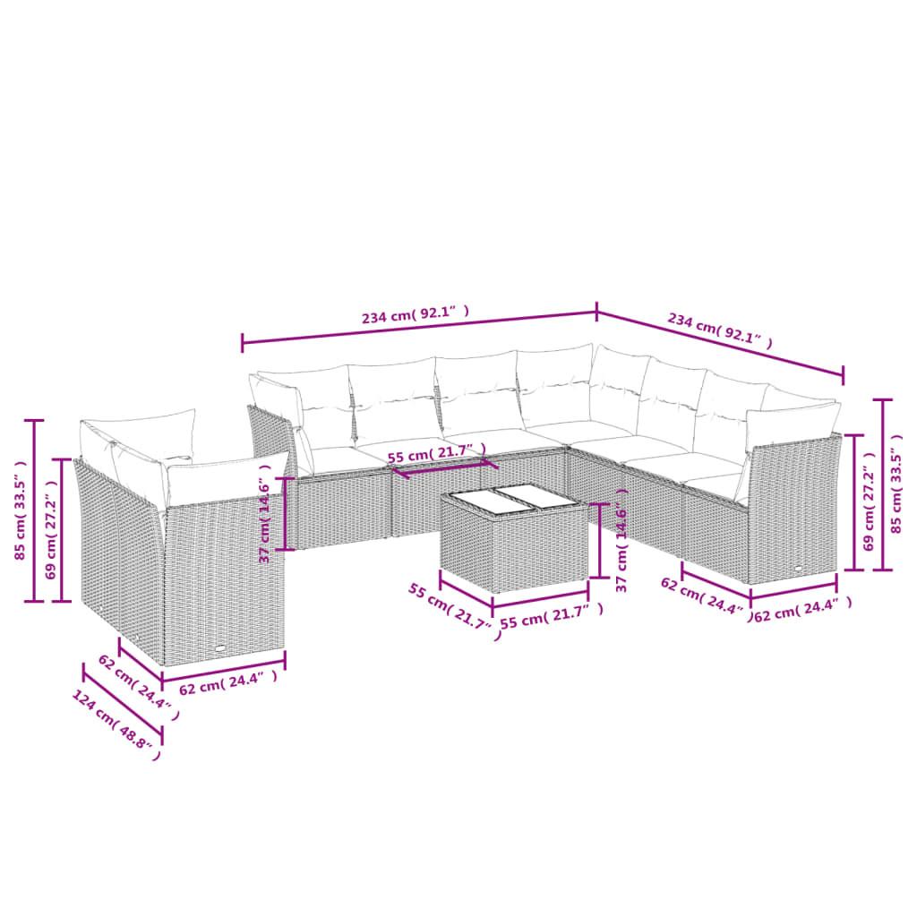 VidaXL set divano da giardino Polirattan  