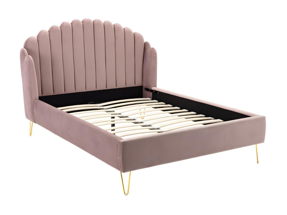 Vente-unique Letto con testata letto ondulata Velluto Rosa antico SAGALI  