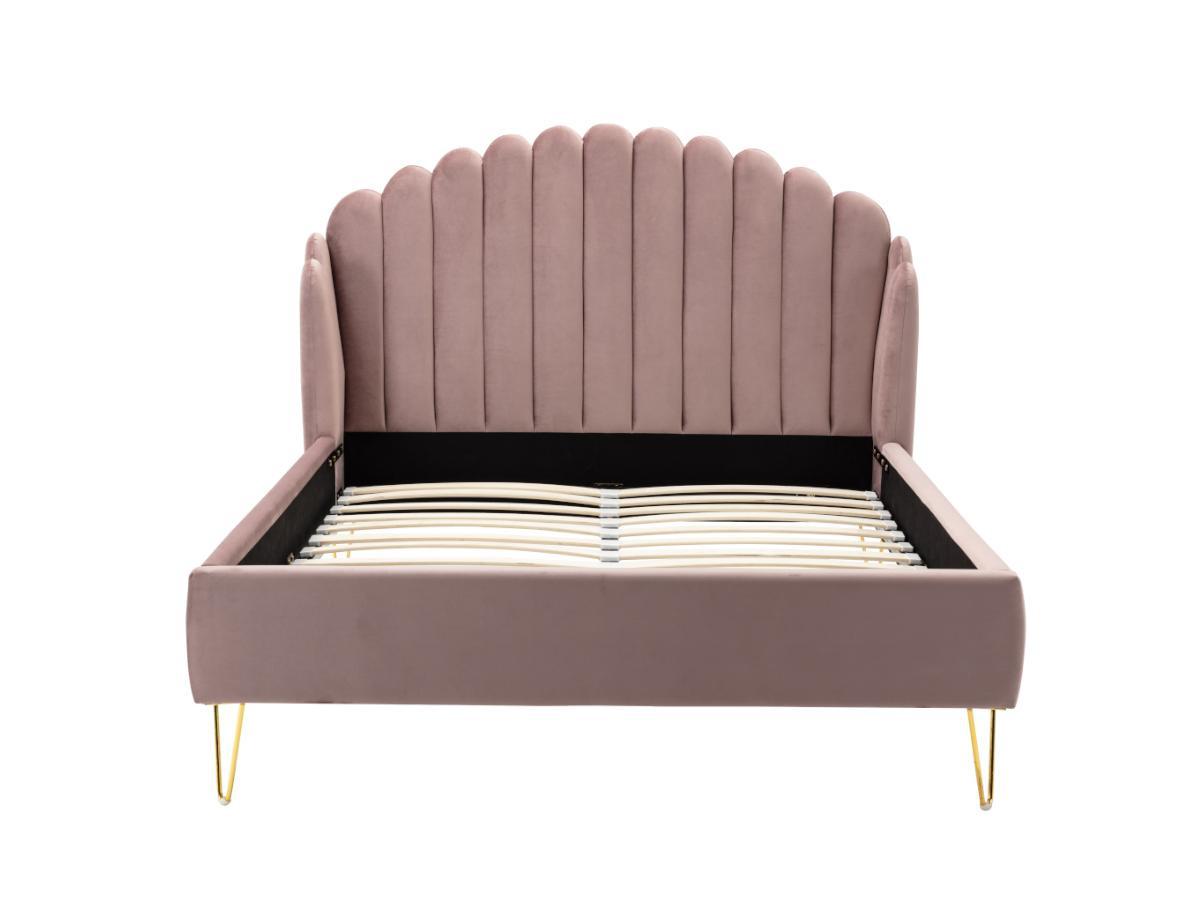 Vente-unique Letto con testata letto ondulata Velluto Rosa antico SAGALI  