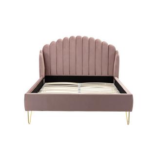 Vente-unique Letto con testata letto ondulata Velluto Rosa antico SAGALI  