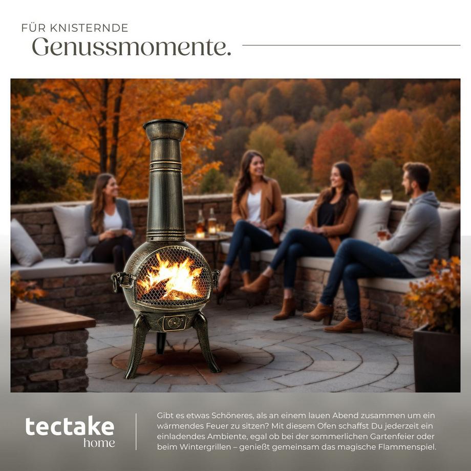 Tectake  Terrassenofen  aus Gusseisen mit Funkenfluggitter 