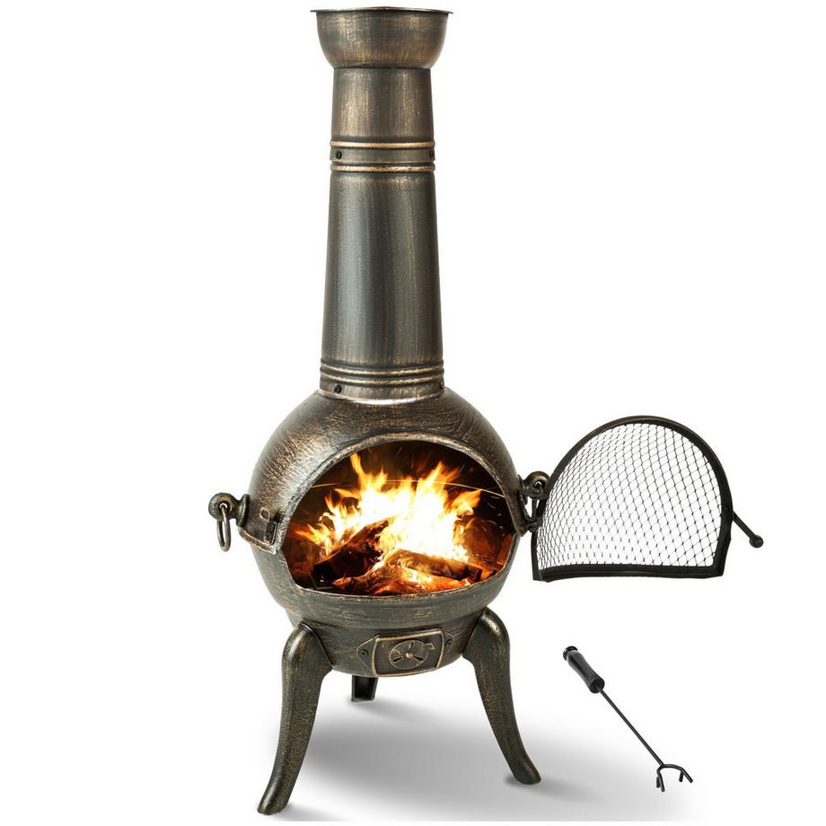 Tectake  Terrassenofen  aus Gusseisen mit Funkenfluggitter 