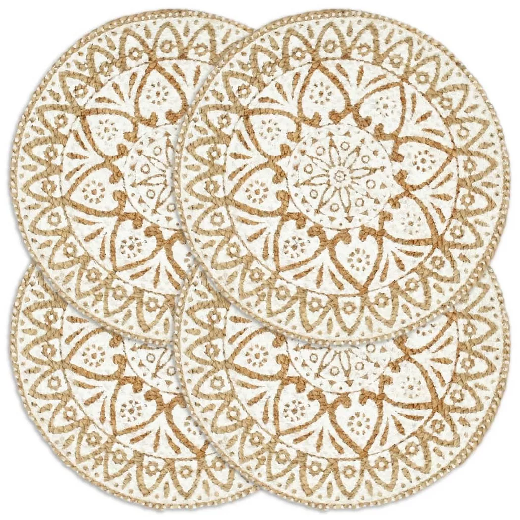 VidaXL - Napperons  pcs rond jute jute, 4 Stück, Blanc