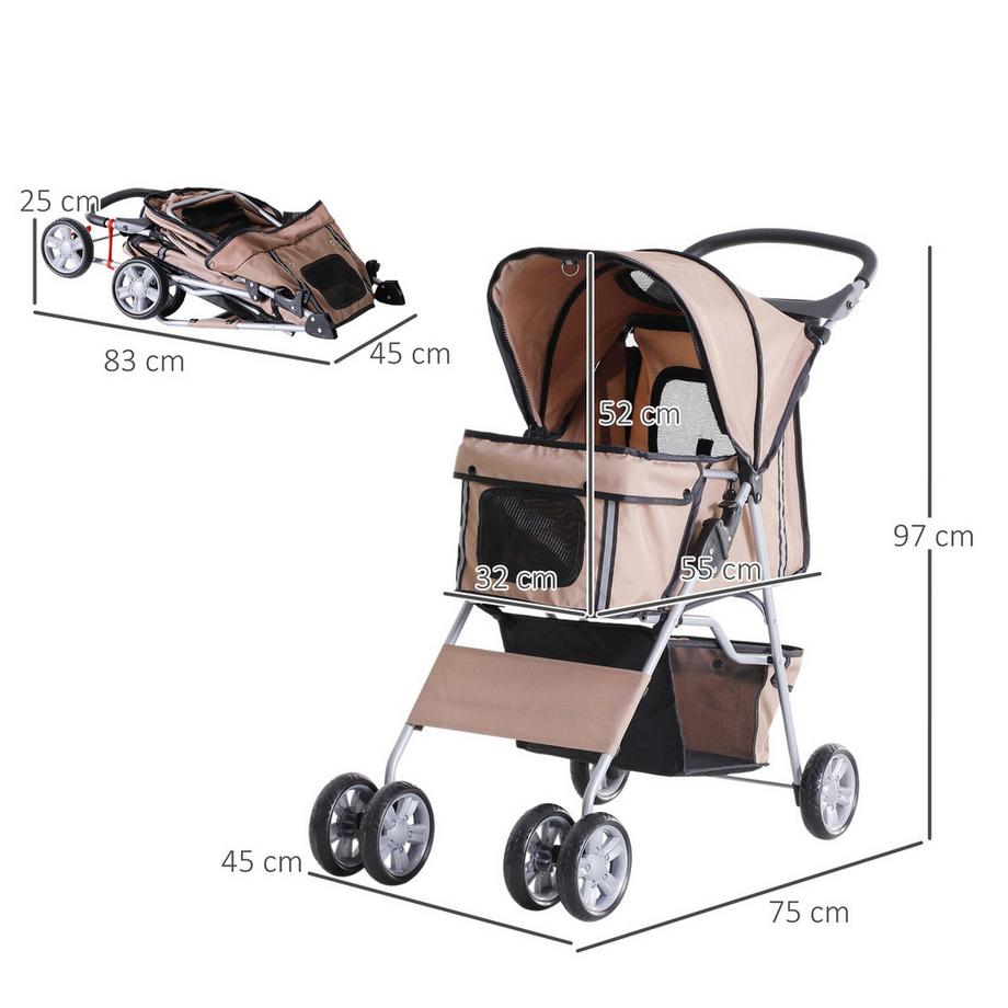 Northio  Hundewagen Hundebuggy in Kaffeebraun, Leichter Pet Stroller Jogger Anhänger, Faltbar & Praktisch 