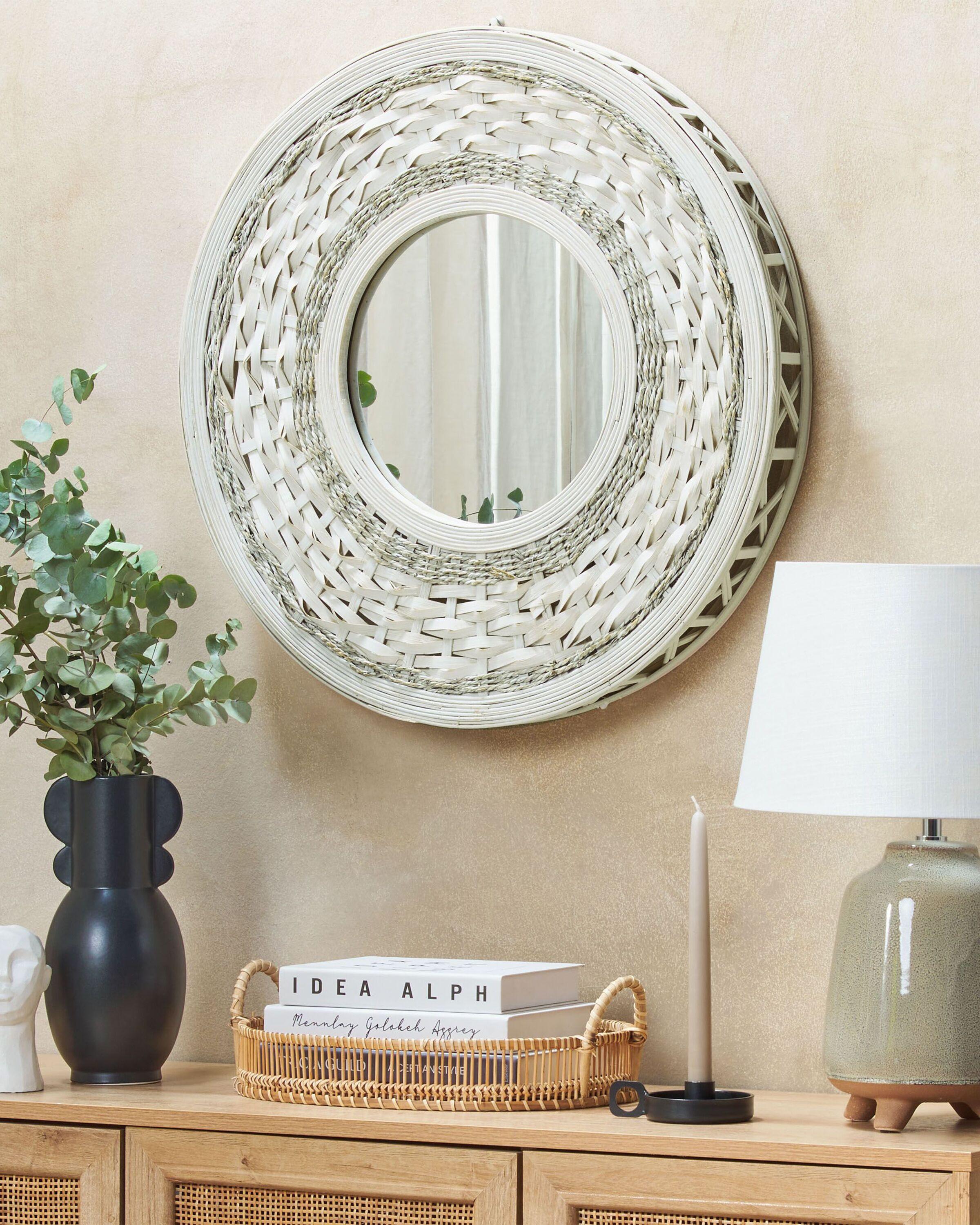 Beliani Wandspiegel aus Bambusholz Boho SOLEDAD  