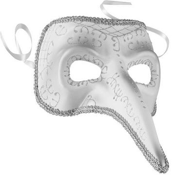 Maschera veneziana con lungo naso e ornamenti